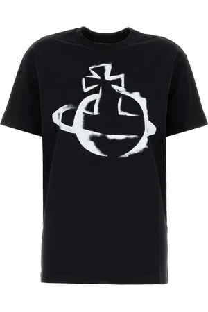 Vivienne Westwood Top, Dame, Sort, L, Bomuld, Sort Stencil Orb Klassisk T-shirt
