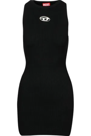 Diesel Kjole, Dame, Sort, S, Ribbet Crew Neck Tank Top
