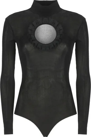 Self-Portrait Top, Dame, Sort, M, Sort Blonde Detaljer Høj Hals Body