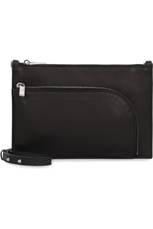 Rick Owens Taske, Herre, Sort, ONE SIZE, Læder, Kornet læderclutch med lynlås