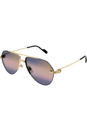 Cartier Tilbehør, unisex, Gul, L, Uld, Guld Aviator Solbriller med Triple Gradient