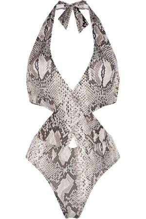 Roberto Cavalli Badetøj, Dame, Flerfarvet, XS, Slangeprint Cut-Out Badedragt