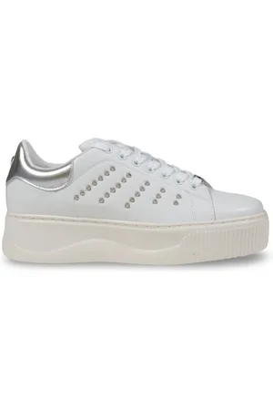 Cult Sko, Dame, Hvid, 39 EU, Læder, Læder/Lamme Damesneakers med Elegante Detaljer