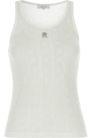 Paco rabanne Top, Dame, Hvid, XS, Bomuld, Hvid Bomuld Tank Top