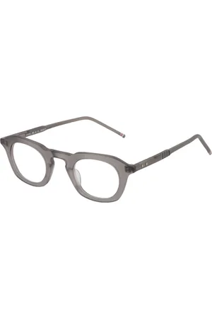 Thom Browne Tilbehør, unisex, Grå, XS, Satin, Rektangulære optiske briller i satin krystalgrå
