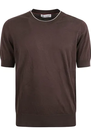 Brunello Cucinelli Top, Herre, Brun, L, Bomuld, Bomuldssweater T-shirts og Polos