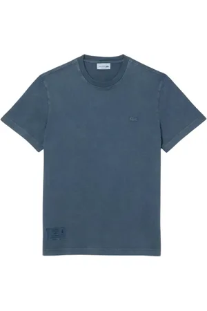 Lacoste Top, Herre, Blå, L, Bomuld, Minimalistisk Klassisk T-shirt med Krokodillelogo