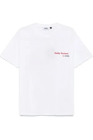 GCDS Top, Dame, Hvid, M, Uld, Pizza Oversize T-shirt med Grafisk Print