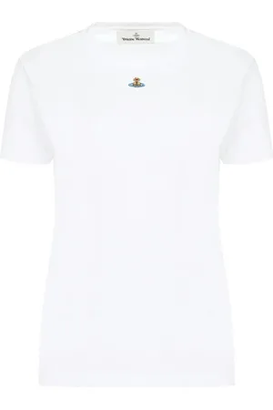 Vivienne Westwood Top, Dame, Hvid, M, Bomuld, Hvid T-shirt med Orb Print
