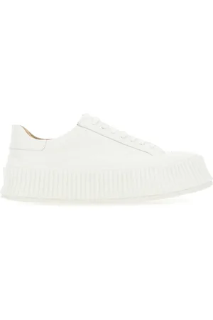 Jil Sander Sko, Dame, Hvid, 37 EU, Læder, Hvide Læder Gummisko 4cm Sål