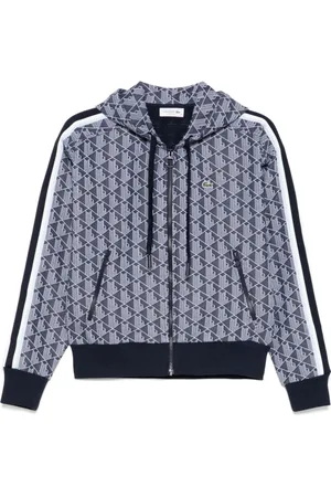 Lacoste Sweathshirts & Hoodies, Dame, Blå, S, Bomuld, Blå Hættetrøje med Stribede Bånd