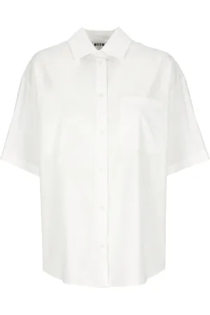 Msgm Bluser & Skjorter, Dame, Hvid, S, Bomuld, Hvid Bomuldsskjorte med Krave