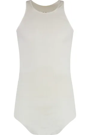 Rick Owens Top, Herre, Hvid, S, Bomuld, Bomuld Tank Top Råskåret Hemline