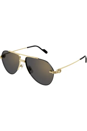 Cartier Tilbehør, unisex, Gul, M, Uld, Guld Aviator Solbriller