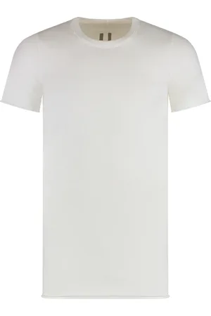 Rick Owens Top, Herre, Hvid, M, Bomuld, Ribbet krave bomuld rundhals T-shirt