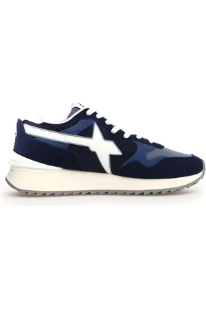 W6YZ Sko, Herre, Blå, 42 EU, Læder, Blå Ruskind og Tekstil Sneakers