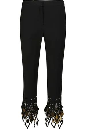 Paco rabanne Bukser, Dame, Sort, XS, Uld, Studded Ankel Cropped Bukser