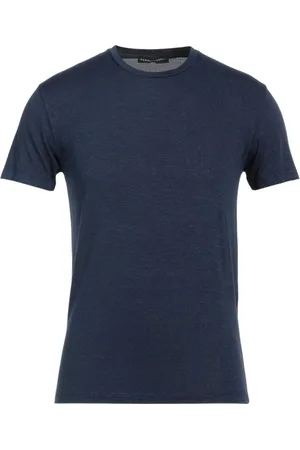 Daniele Fiesoli Top, Herre, Blå, XL, Bomuld, Blå Bomulds T-shirt med Rullekrave