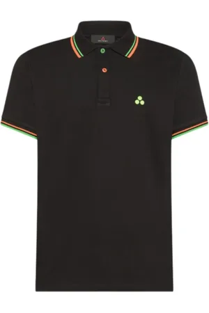 Peuterey Top, Herre, Sort, M, Bomuld, Sort Polo Skjorte med Fluorescerende Logo