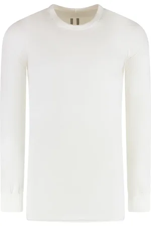 Rick Owens Top, Herre, Hvid, XL, Bomuld, Ribbet Bomuld T-shirt