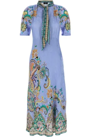 Etro Kjole, Dame, Flerfarvet, M, Satin, Chic Satin Kjole med Print