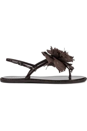 LE SILLA Sko, Dame, Brun, 38 1/2 EU, Læder, Brun Raffia Krystal Læder Sandaler
