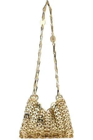 Paco rabanne Taske, Dame, Gul, ONE SIZE, Uld, Guld Metal Nano Crossbody Skuldertaske
