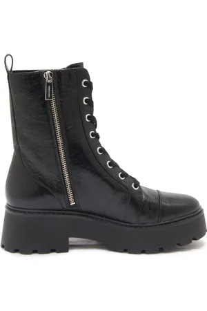 Michael Kors Sko, Dame, Sort, 39 1/2 EU, Læder, Vintage Effekt Anfibio Bootie Læder Sort