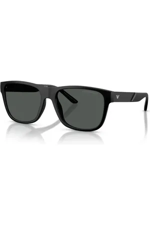Emporio Armani Tilbehør, unisex, Sort, 56 MM, Uld, Firkantede solbriller Sort Metal Acetat