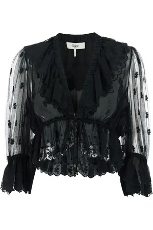 Chloé Bluser & Skjorter, Dame, Sort, S, Uld, Sorte Skjorter TOP Look23 Stilfuld