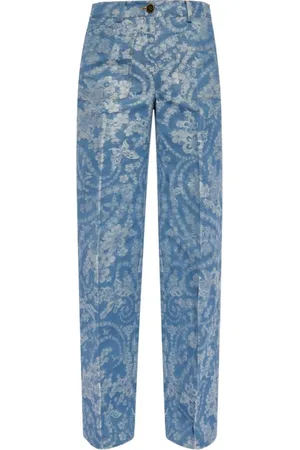 Etro Jeans, Dame, Blå, XS, Bomuld, Stilfulde bomuld-linnedbukser til kvinder