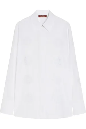 Max Mara Bluser & Skjorter, Dame, Hvid, M, Bomuld, Hvid Broderet Skjorte