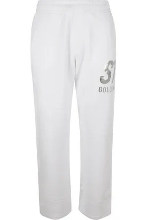 Golden Goose Bukser, Herre, Hvid, XS, Bomuld, Metallic Logo Print Jogging Bukser