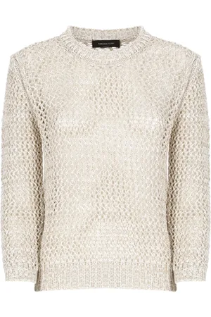 Fabiana Filippi Strik, Dame, , M, Bomuld, Bomuldssweater med Perforerede Detaljer