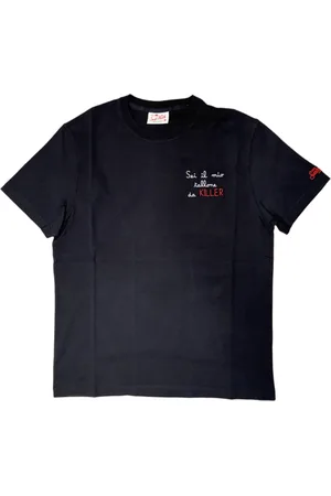 MC2 SAINT BARTH Top, Herre, Blå, L, Broderet Sort T-shirt, Killer Stil