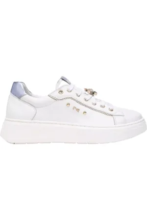 Nero Giardini Sko, Dame, Hvid, 35 EU, Læder, Blå Charme Læder Sneakers