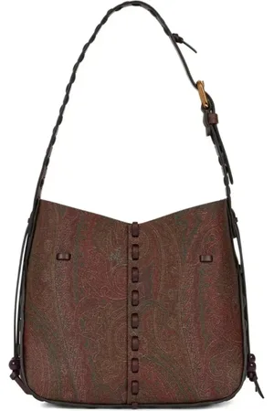 Etro Taske, Dame, Brun, ONE SIZE, Læder, Brun Paisley Jacquard Coated Læder Taske