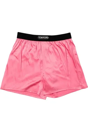 Tom Ford Nightwear & Lounge, Dame, Lyserød, XS, Luksuriøse Sorte Silke Pyjamas Shorts