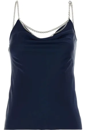 Paco rabanne Top, Dame, Blå, 2XS, Satin, Blå Satin Tank Top