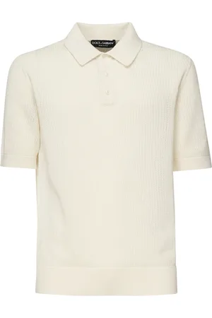 Dolce & Gabbana Top, Herre, Hvid, XL, Bomuld, Hvid Polo Skjorte Mesh 12 Gauge