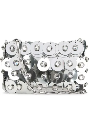 Paco rabanne Taske, Dame, Grå, ONE SIZE, Uld, Sølv Mesh Crossbody Skuldertaske