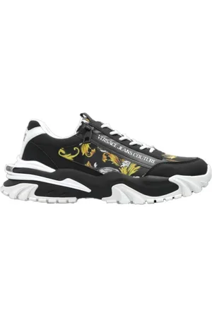 VERSACE Sko, Herre, Sort, 40 EU, Læder, Logo Print Sneakers - Sort