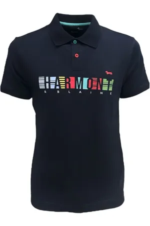 HARMONT&BLAINE Top, Herre, Blå, M, Bomuld, BLÅ Herre Polo MED Multifarvet Logo - XXL