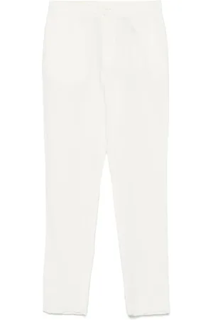 Ermenegildo Zegna Bukser, Herre, Hvid, XL, Linned, Linnedbukser med sidelommer og baglommer