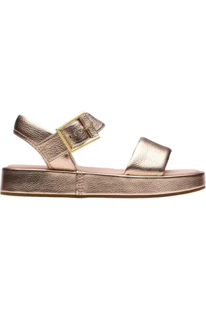 Clarks Sko, Dame, Lyserød, 39 EU, Læder, Metal Kobber Strop Sandal til Kvinder