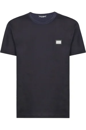 Dolce & Gabbana Top, Herre, Blå, L, Bomuld, Afslappet Bomuld T-Shirt i Sort