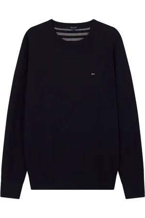 Eden Park Strik, Herre, Blå, S, Bomuld, Uld & Bomuld Rund Hals Sweater
