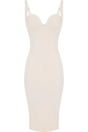 Elisabetta Franchi Kjole, Dame, Gul, XS, Polyester, Midi Hjerteudskæring Kjole Smør