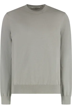 Comme des Garçons Sweathshirts & Hoodies, Herre, Grå, L, Bomuld, Ribstrikket crew-neck sweater i bomuldsblanding