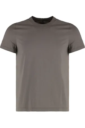 Rick Owens Top, Herre, Grå, S, Bomuld, Ribbet crew-neck bomuld T-shirt